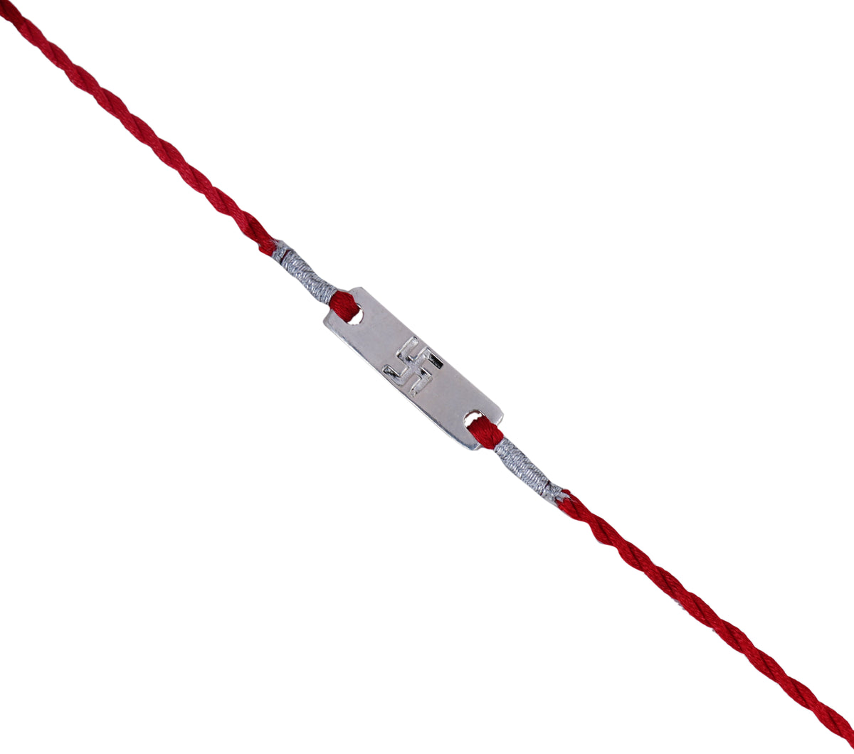 Swastik 925 sterling silver rakhi for brother with cz