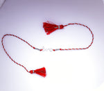 Load image into Gallery viewer, 925 sterling silver infinity love rakhi with zircon on a red and silver thread