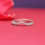 Load image into Gallery viewer, Silver Curved Pave Ring for Women | Diamond Accent Ring