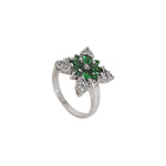 Load image into Gallery viewer, Silver Emerald Flower Ring for Women | Gift Jewelry