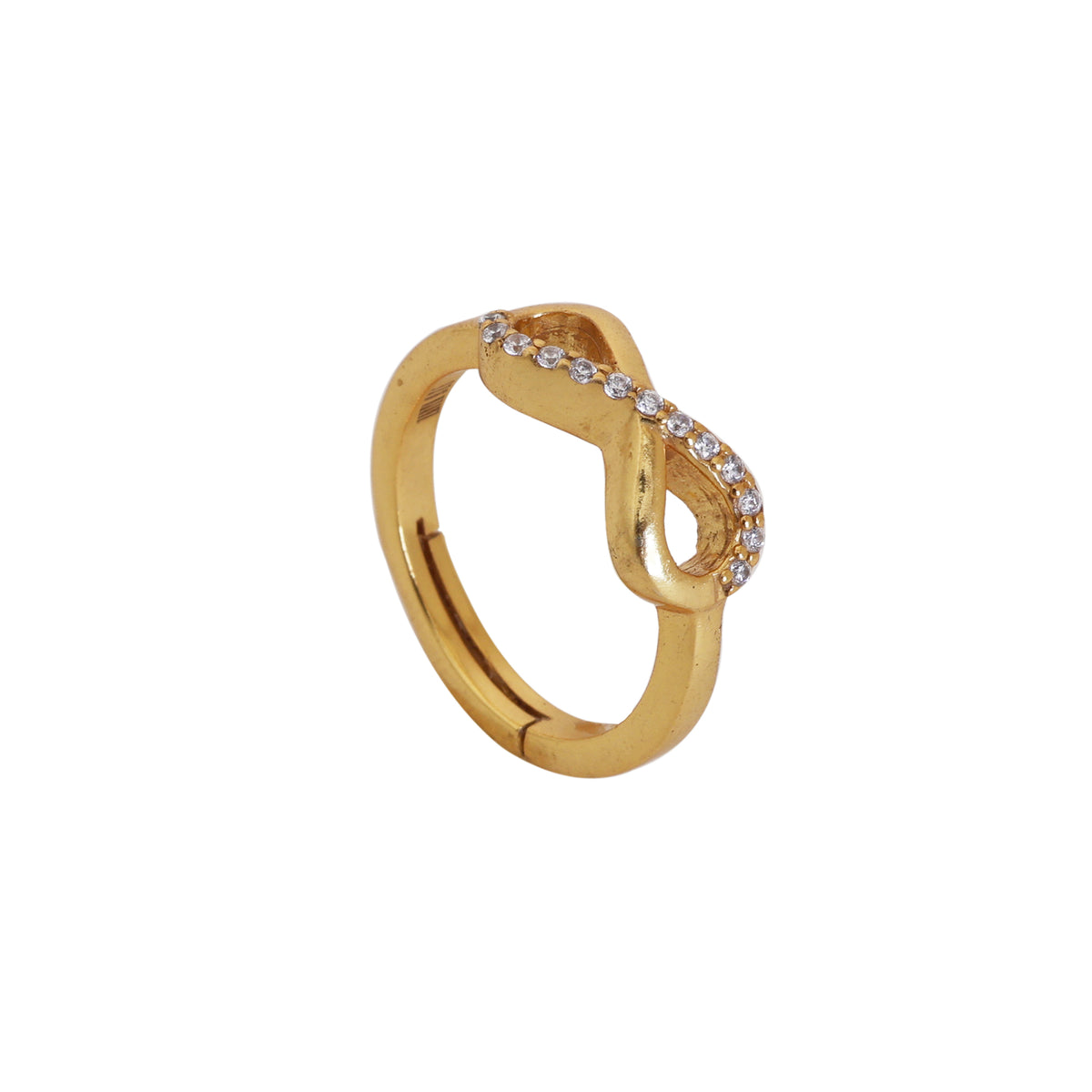 Gold adjustable infinity ring with cz stones | women's ring