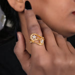 Load image into Gallery viewer, gold plating Floral Diamond Ring for Women | Luxury Jewelry Gift