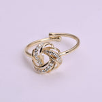 Load image into Gallery viewer, Gold Plated Adjustable Knot Ring with Cubic Zirconia Stones