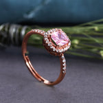 Load image into Gallery viewer, Rose Gold Plated Adjustable Ring with Pink Cushion Cut Stone and Halo