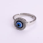 Load image into Gallery viewer, Sterling Silver Adjustable Evil Eye Ring with CZ Accents for Women