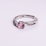 Load image into Gallery viewer, 925 Sterling Silver Adjustable Ring with Pink Solitaire Cubic Zirconia