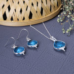 Load image into Gallery viewer, 925 Silver Blue Topaz Teardrop Earrings & Necklace Set | Gift for Her