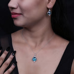 Load image into Gallery viewer, 925 Silver Blue Topaz Teardrop Earrings & Necklace Set | Gift for Her