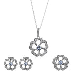 Load image into Gallery viewer, 925 Silver Flower Jewelry Set with Blue Gemstone | Women's Gift