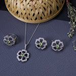 Load image into Gallery viewer, 925 Silver Flower Jewelry Set with Green Gemstone | Gift for Her