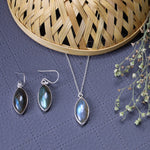 Load image into Gallery viewer, 925 Silver Labradorite Earrings & Necklace Set | Women's Jewelry