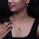 Load image into Gallery viewer, 925 Silver Rhodochrosite Jewelry Set | Gemstone Earrings & Necklace for Women