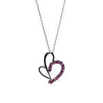 Load image into Gallery viewer, 925 Silver Heart Earrings & Necklace Set | Ruby Jewelry for Women
