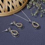 Load image into Gallery viewer, 925 Silver Teardrop Earrings & Pendant Set | Yellow Gemstone