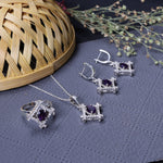 Load image into Gallery viewer, 925 Silver Amethyst Jewelry Set | Oval Gemstone Set for Women