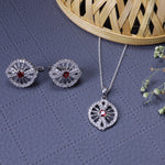 Load image into Gallery viewer, 925 Silver Cubic Zirconia Cufflinks & Pendant Set | Gift for Him