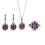 Load image into Gallery viewer, 925 Silver Ruby Jewelry Set | Earrings, Necklace & Ring for Women