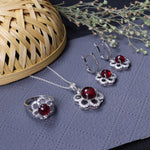 Load image into Gallery viewer, 925 Silver Pink Gemstone Flower Jewelry Set for Women | Gift