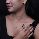 Load image into Gallery viewer, Silver Citrine Jewelry Set | Earrings, Necklace & Ring for Women
