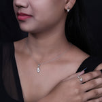Load image into Gallery viewer, Silver Citrine Jewelry Set: Earrings, Necklace, Ring | Gift Set