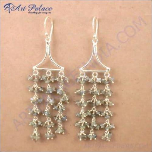 Antique Style Labradorite Gemstone Silver Earrings, Best Wholesale Prices Jewelry Beads Earring Attractive Beaded Earrings High Class Beaded Earrings