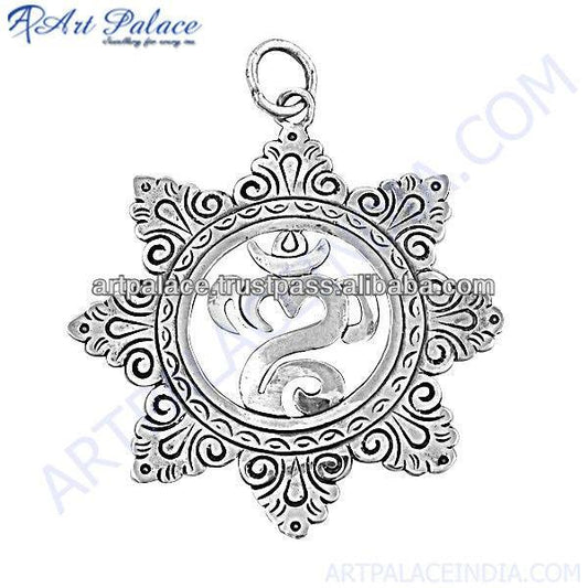 Antique Style Traditional Plain Silver Pendant, 925 Sterling Silver Jewelry Designer Silver Pendant Stylish Silver Pendant