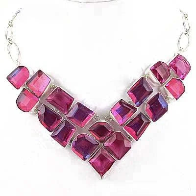 Pink Glass German Silver Necklace