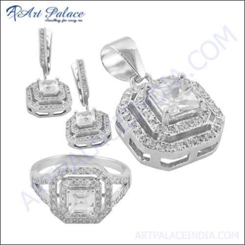 Beautiful Romantic Cubic Zirconia Silver set