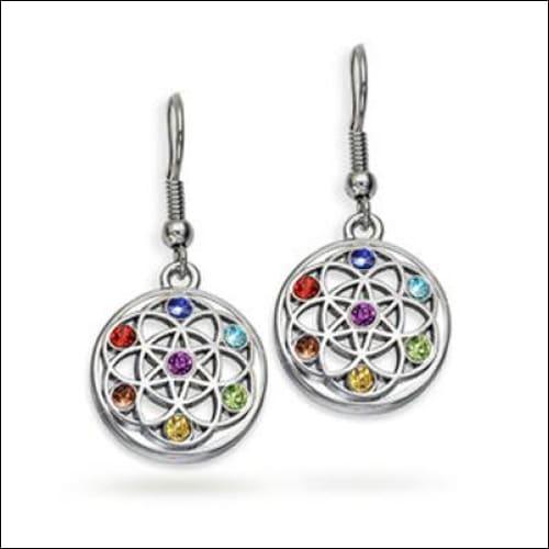 Chakra Elegant Multi Gemstone 925 Silver Earring Fancy Design Earrings Impressive Gemstone Earrings