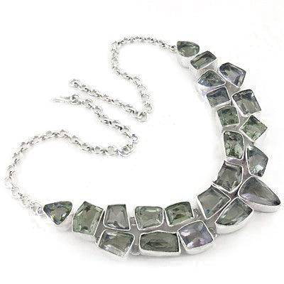 Classic Crystal Gemstone German Silver Necklace Crystal Gemstone Necklace 925 Silver Necklace