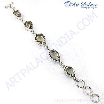 Delicate Crystal Gemstone German Silver Bracelet Crystal Bracelet Pear Shape Gemstone Bracelet Fashionable Bracelet