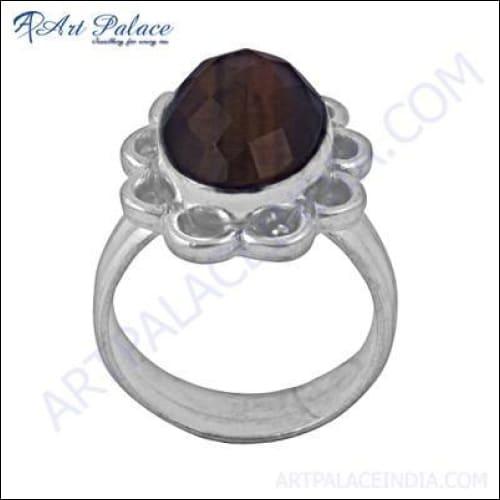 Delicate Tiger Eye Gemstone German Silver Designer Ring