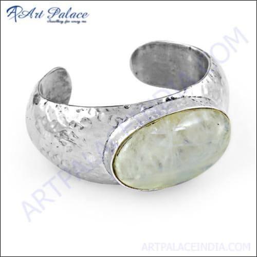 Elegant Fashion Rainbow Moonstone Gemstone Silver Bangles Energy Gemstone Bangle Superior Gemstone Bangle