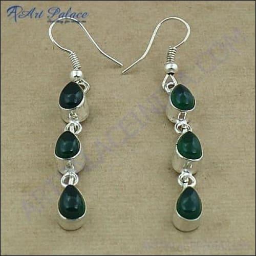 Fashion Accessories Green Onyx Gemstone German Silver Earrings Green Onyx Earrings Gemstone Dangle Earring