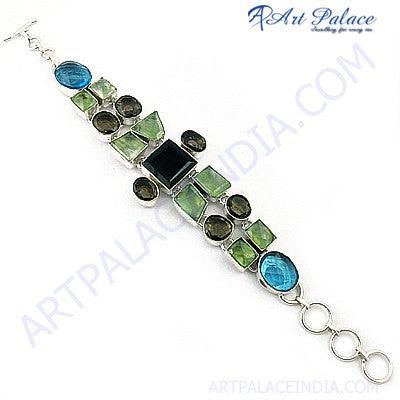 Fashion Accessories Multi Gemstone German Silver Bracelet