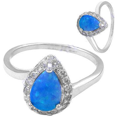 Glittering Cubic Zirconia & Synthetic Turquoise Gemstone 925 Silver Ring Inlay Rings Precious Gemstone Rings