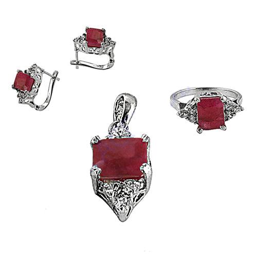 High Quality Dyed Ruby & CZ Silver Jewelry Set, 925 Sterling Silver Jewelry High Performance Cz Sets
