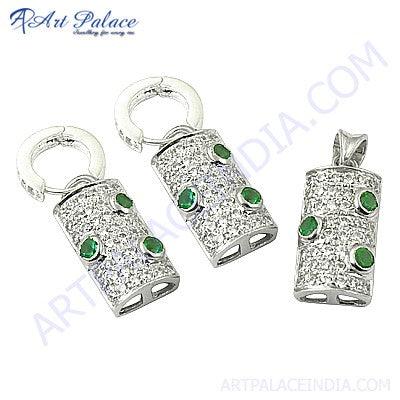 Hot! Dazzling Appetite & Cubic Zircon Gemstones silver Pendant Set Gorgeous Cz Sets 925 Silver Cz Sets