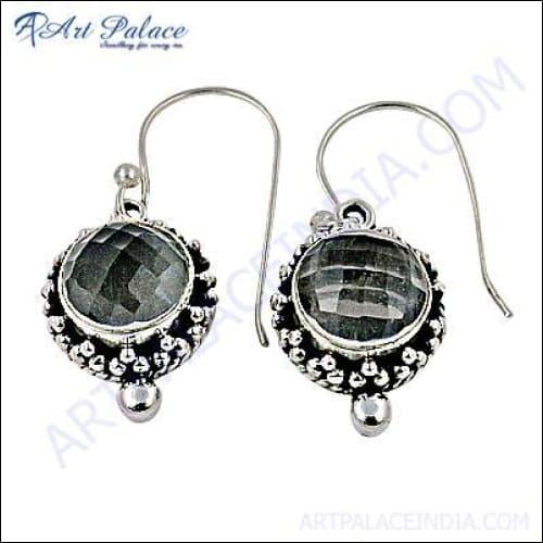 Indian Touch Crystal Ethnic Silver Earring Rare Gemstone Earrings Crystal Ethnic Earrings