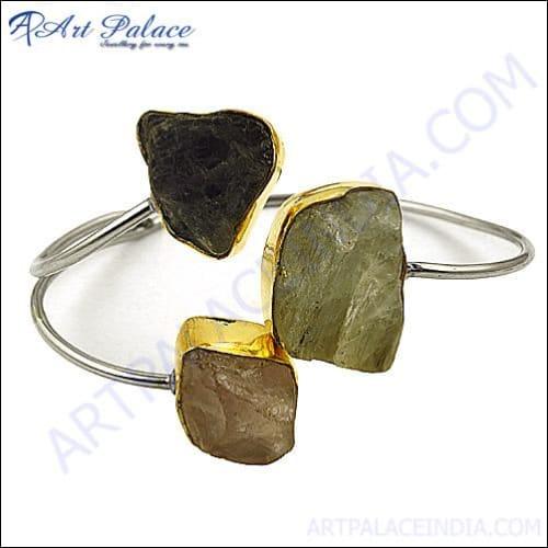 Latest Designer Iolite & Rose Quartz & Rainbow Moonstone Bangle Rare Gemstone Rings Handmade Rings