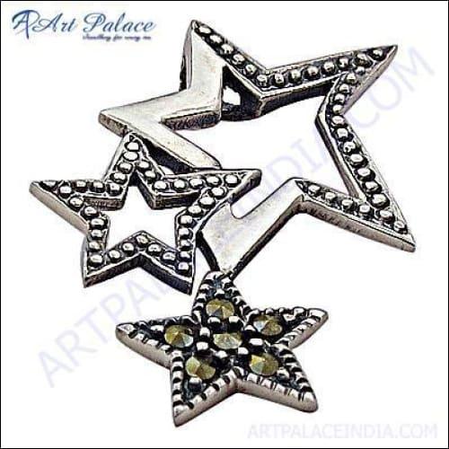 Latest Star Fashionable Design In Silver Marcasite Pendant Jewelry