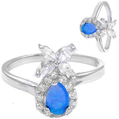 New Gemstone Inlay Work 925 Silver Ring Natural Precious Blue Faceted Gemstone Ring Trendy Inlay Rings Solid Rings