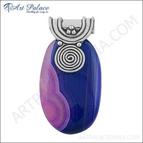 New Special Brightness Blue lace Agate Gemstone In German Silver Pendant Jewelry