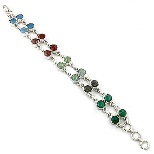 Newest Style Multi Stone German 925 Silver Bracelet Fashion German Silver Bracelet Solid Bracelet