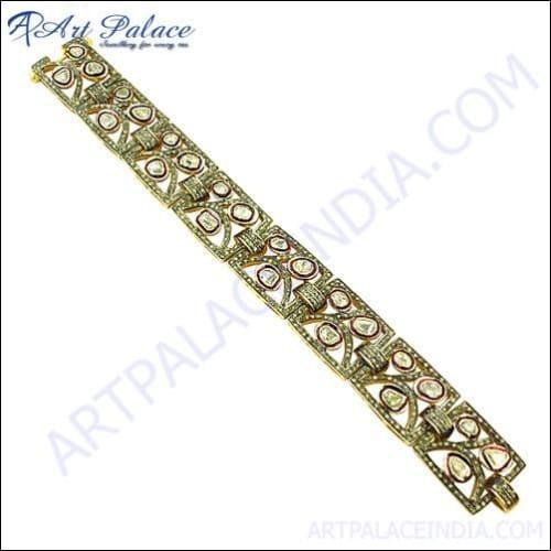 Precious Antique Diamond Gold Plated Bracelet For Women's, Victorian Gold Plated Jewelry Diamond Victorian Bracelet