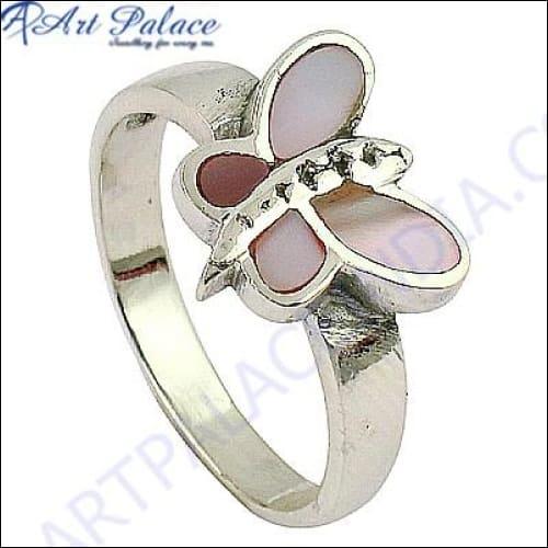 Pretty Butterfly Style Inlay Gemstone Silver Ring Butterfly Inlay Rings Awesome Inlay Rings