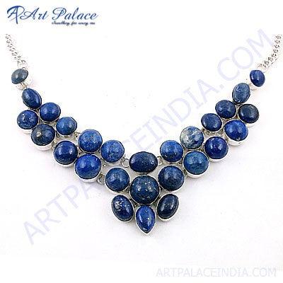 Rady To Wear Lapis Lazuli Gemstone German Silver Necklace Latest Gemstone Necklace German Silver Necklace