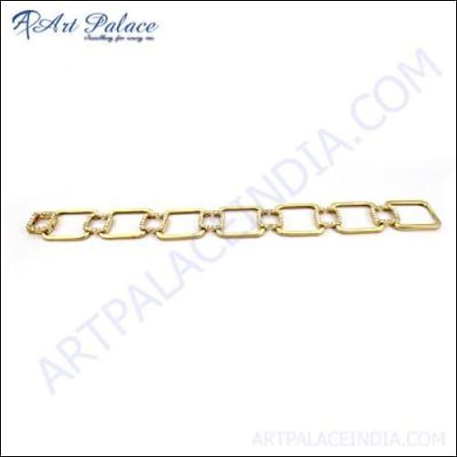 Ready to Wear Cubic Zirconia Gold Plated Silver Bracelet Beautiful Cz Bracelet Newest Cz Bracelet