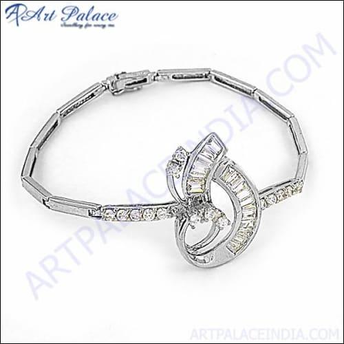 Royal Style Cubic Zirconia Gemstone Silver Bracelet Cz Silver Bracelet Fashion Cz Bracelet