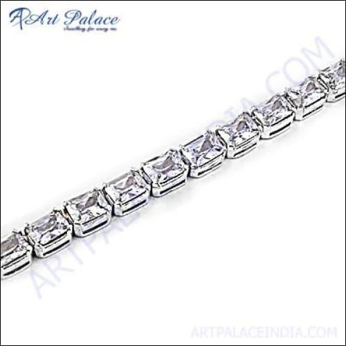 Sparkling Cubic Zirconia Gemstone Silver Bracelet Cool Cz Bracelet Graceful Cz Bracelet Cz Bracelet
